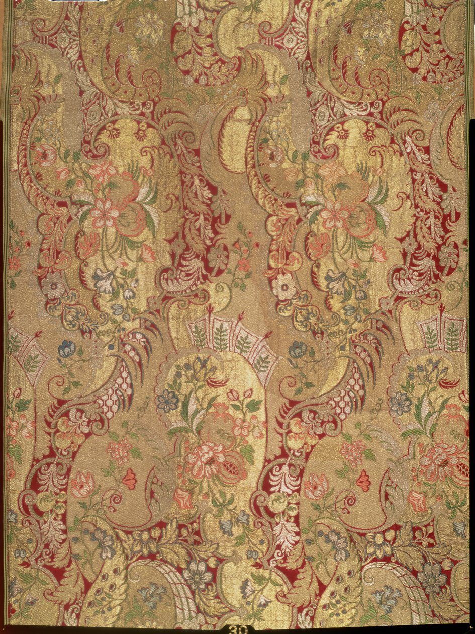 Brokadi eksoottisella kuviolla, italialainen tai ranskalainen, n. 1700 (silkki, kullattu ja hopealanka) tekijältä Unknown