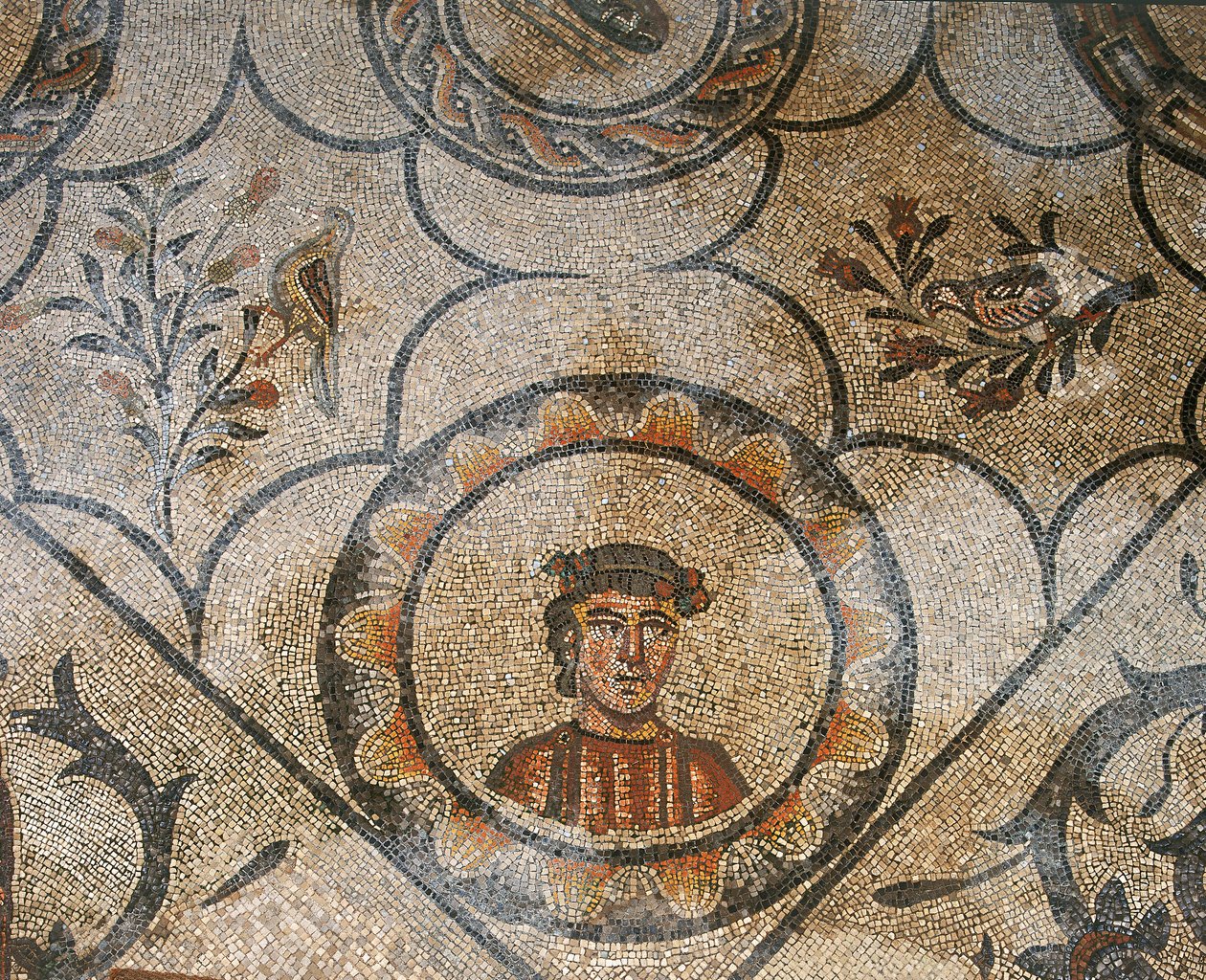 Yksityiskohta varhaiskristillisen Aquileian basilikan lattiasta, Udinen tekijältä Unknown