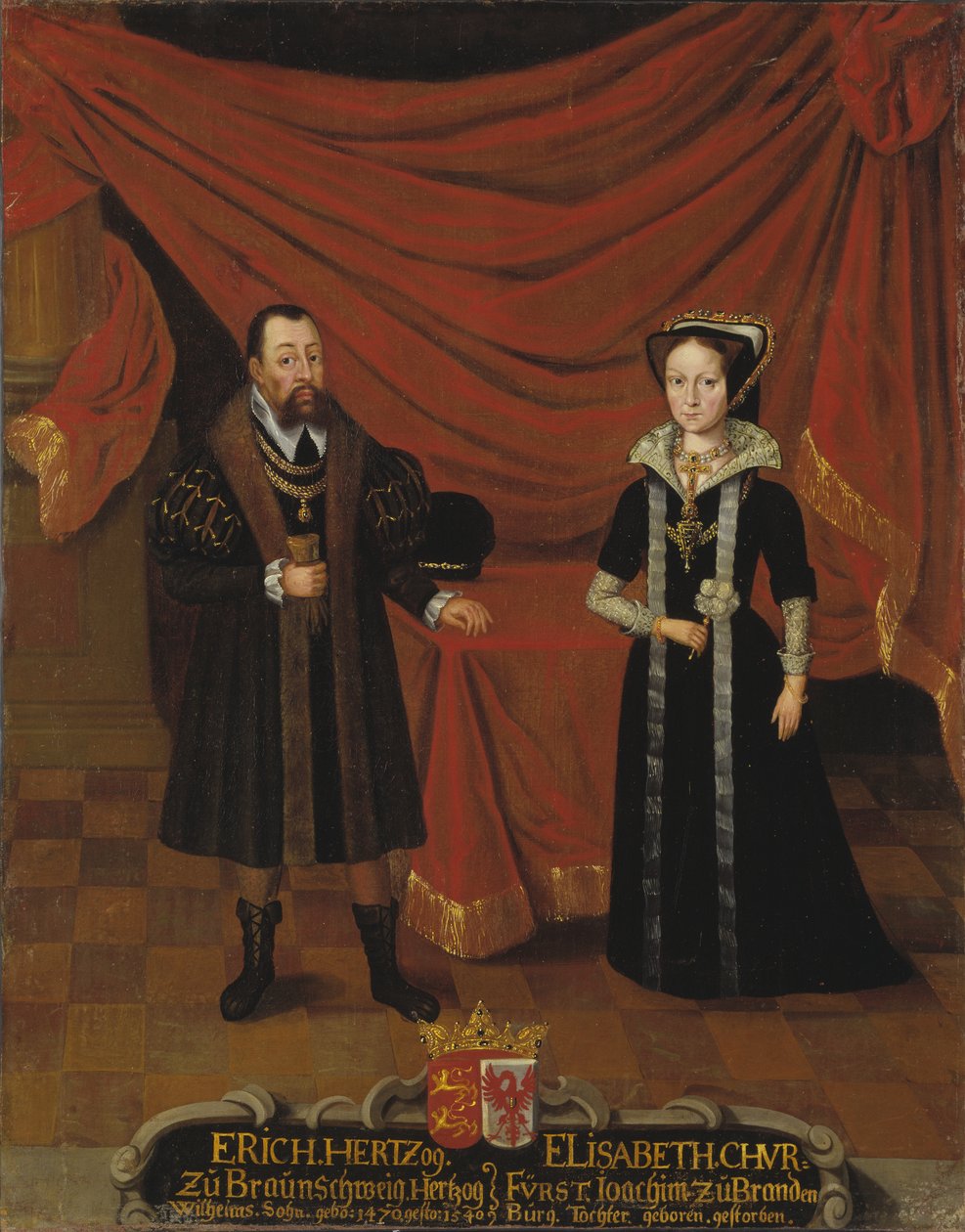 Brunswick-Calenbergin herttua Erik I ja hänen toinen vaimonsa Elisabeth, Brandenburgin prinsessa, n. 1530 tekijältä Unknown