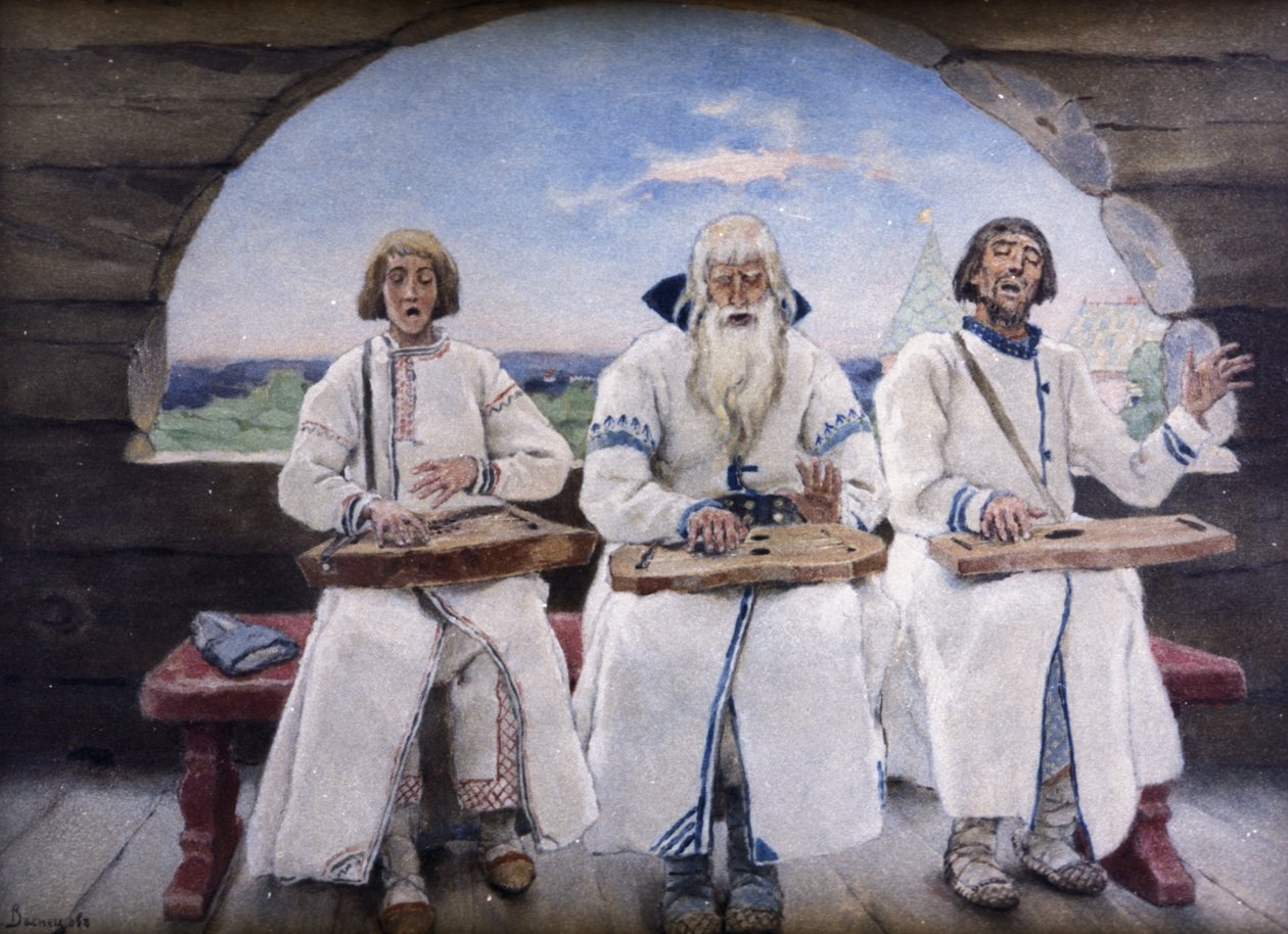 Dulcimer Players, 1899, öljy paneelille, Victor Vasnetsovin maalaus. tekijältä Unknown