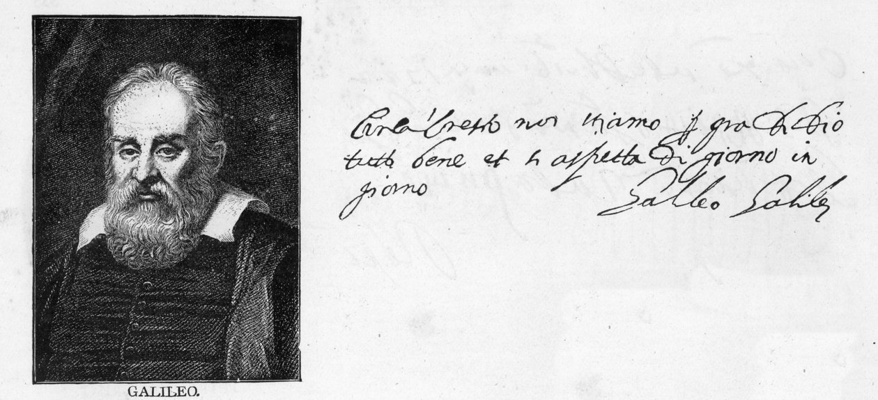 Galileo Galilein käsiala ja allekirjoitus kirjeestä hänen nuoremmalle veljelleen Michelangelolle Vilnassa, Liettuassa, kirjoitettu Padovassa 20. marraskuuta 1601 tekijältä Unknown