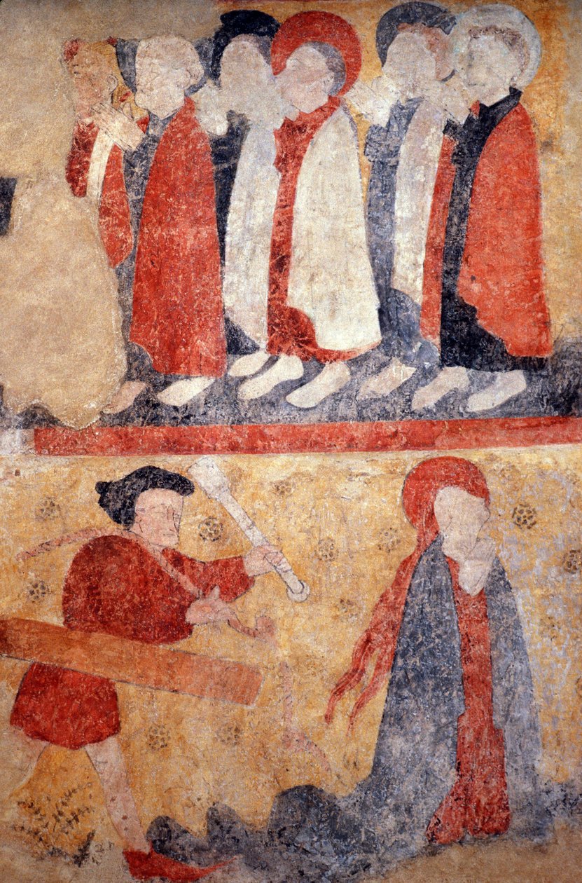 Loire Atlantique N* 079 - St-Sulpice des Landes - Kirkko, joka tunnetaan nimellä "Vanhakaupunki" - Seinämaalaus 1400-luvulta tekijältä Unknown