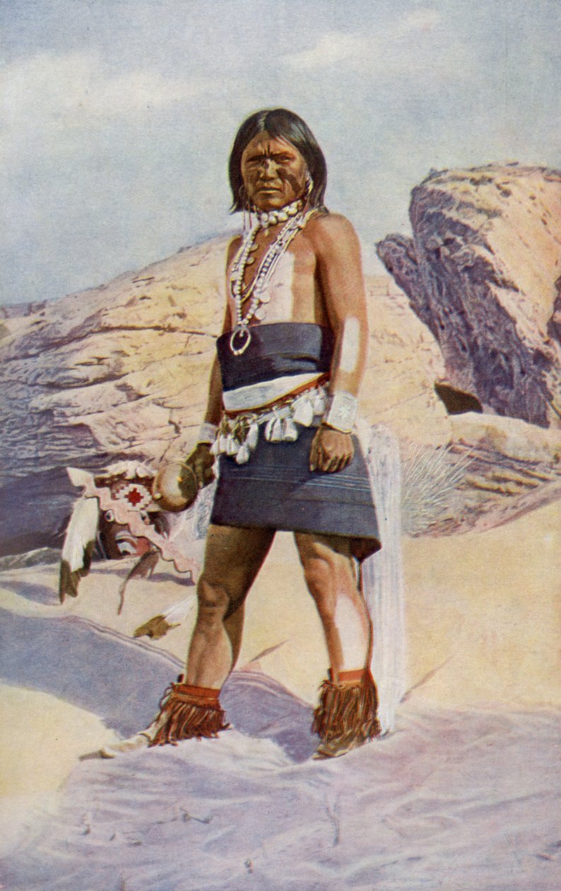 Pohjois-Amerikka. Hopi-käärmetanssija Arizonasta. 1920 tekijältä Unknown