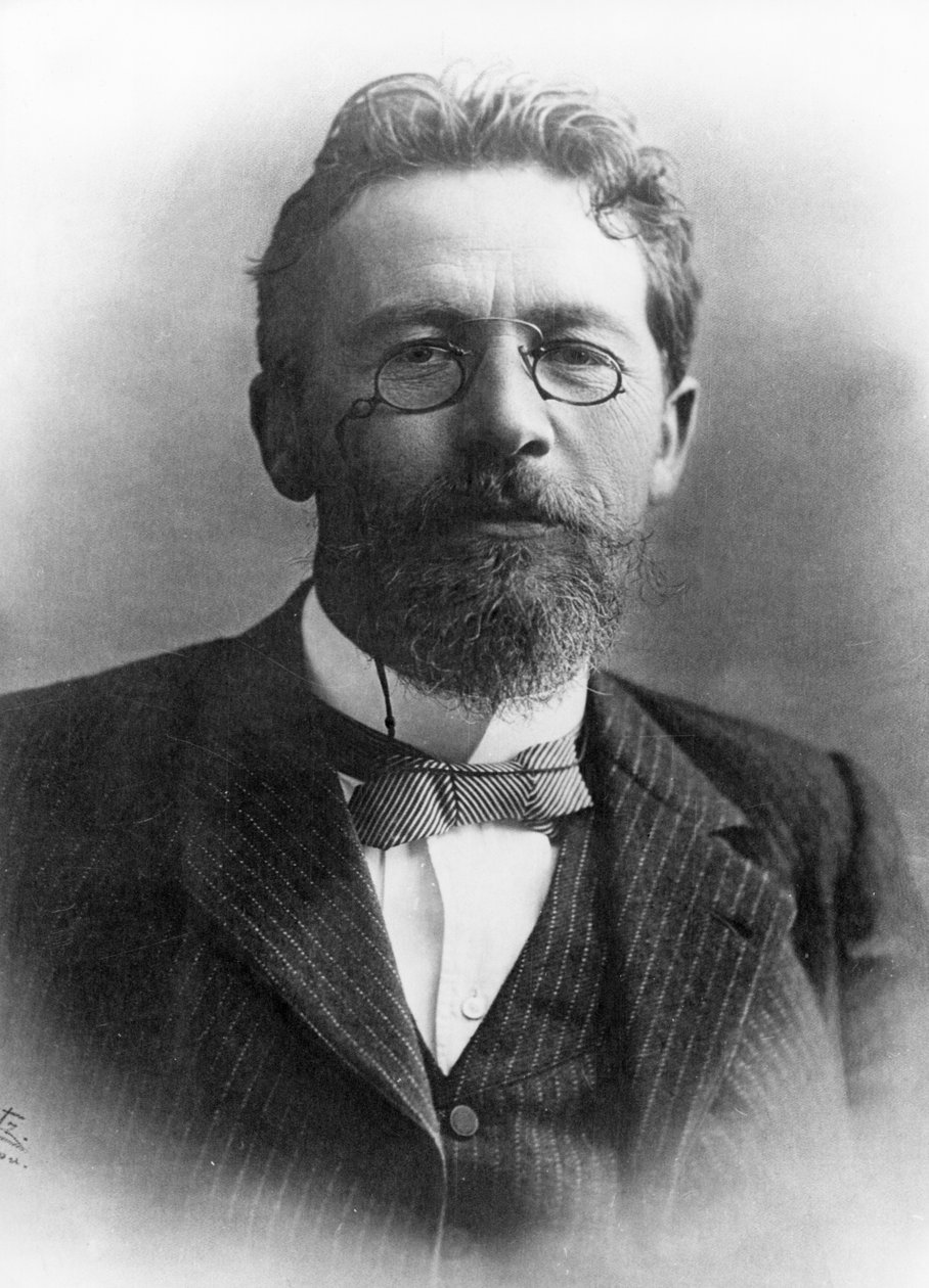 Anton Tšehovin, venäläisen kirjailijan ja näytelmäkirjailijan muotokuva, 1900. tekijältä Unknown