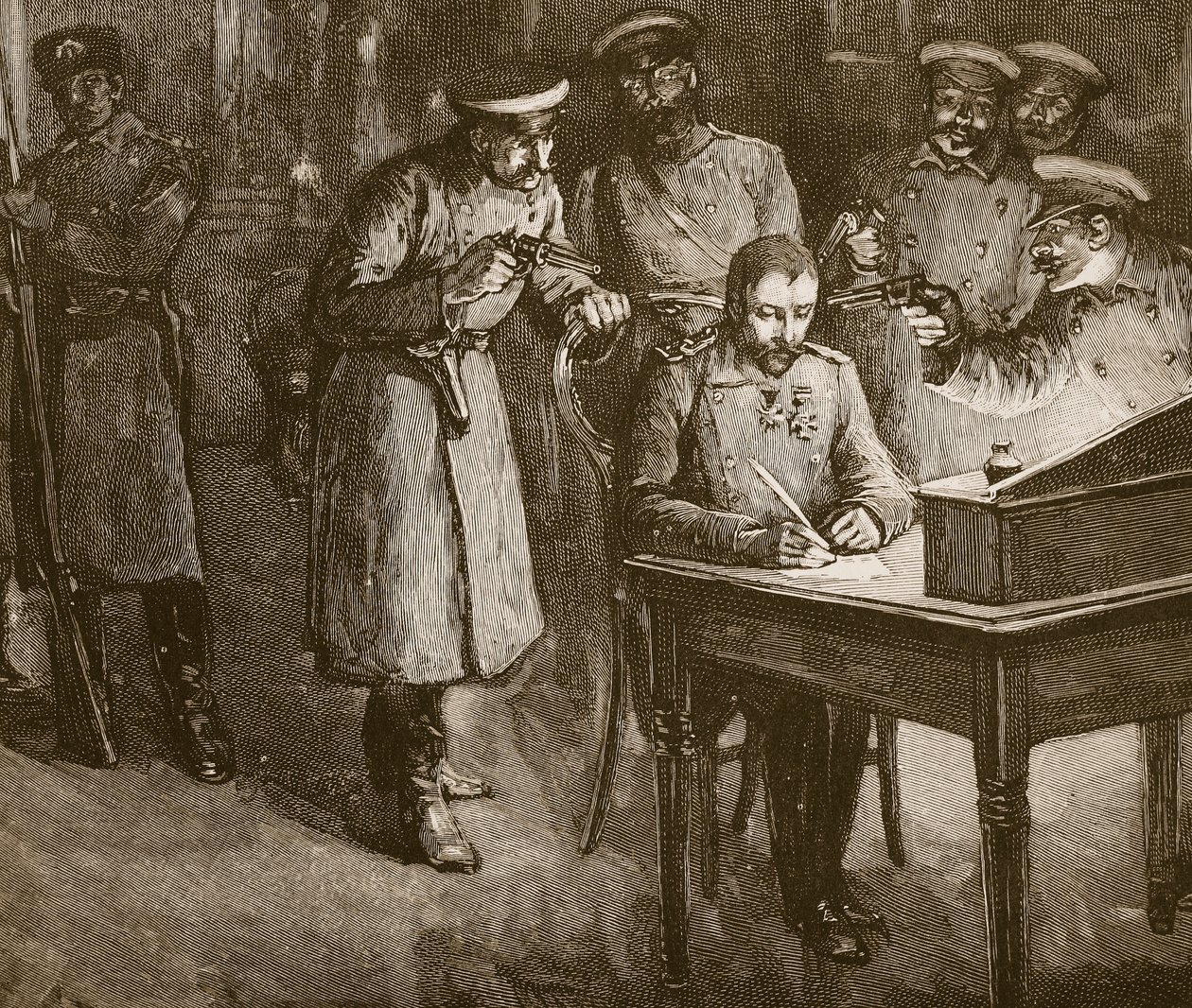 Prinssi Aleksanteri allekirjoittaa kruununsyötön, 1886 tekijältä Unknown