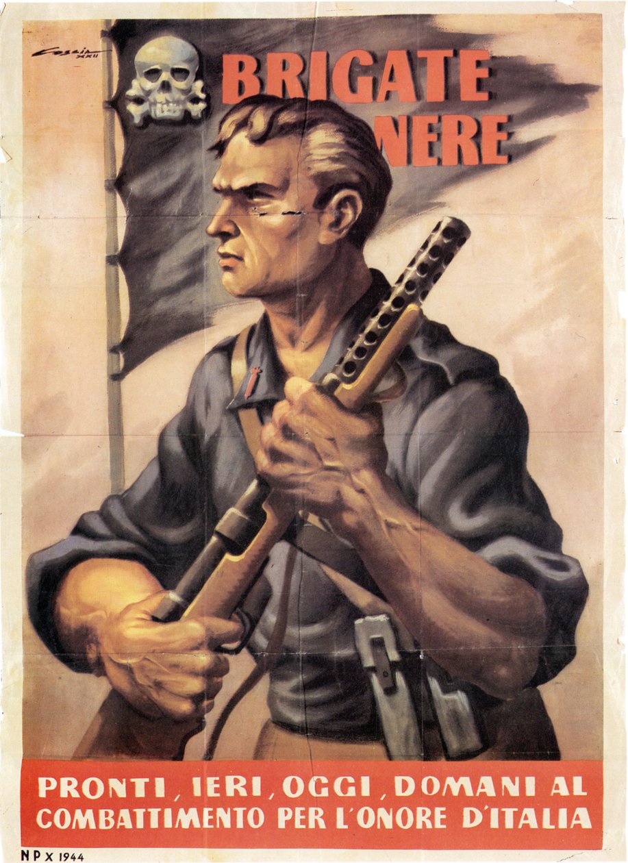 Propaganda. Mustat prikaatit. Eilen, tänään, huomenna valmiina taistelemaan Italian kunniasta. 1943 tekijältä Unknown