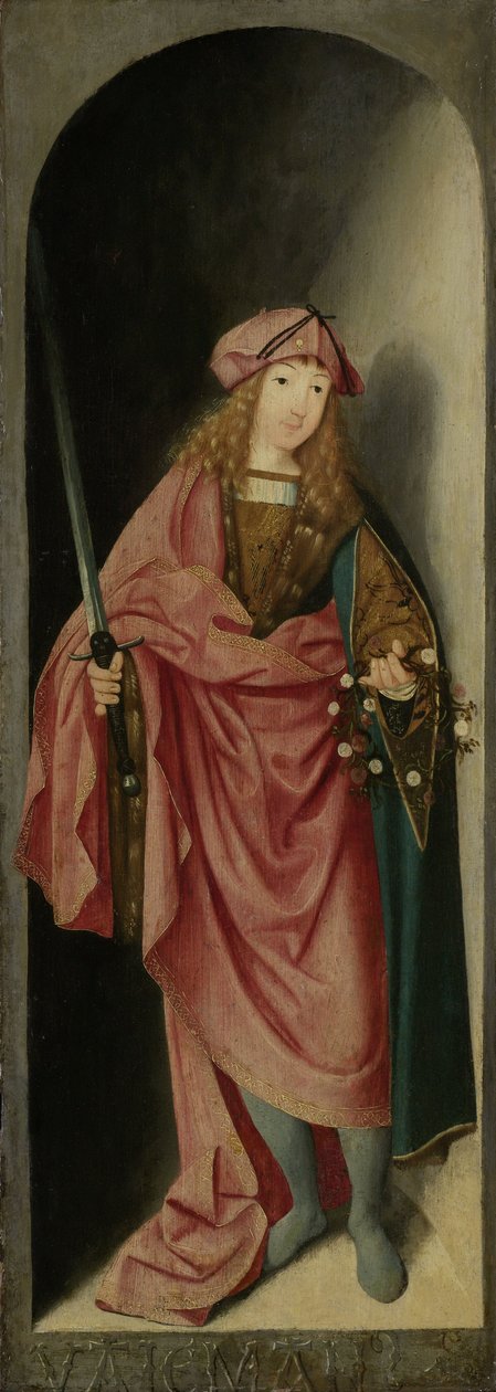 Pyhä Valerianus, Brunswickin diptyykin mestarille kuuluvan triptyykin vasen siipi, n. 1490-1500 tekijältä Unknown