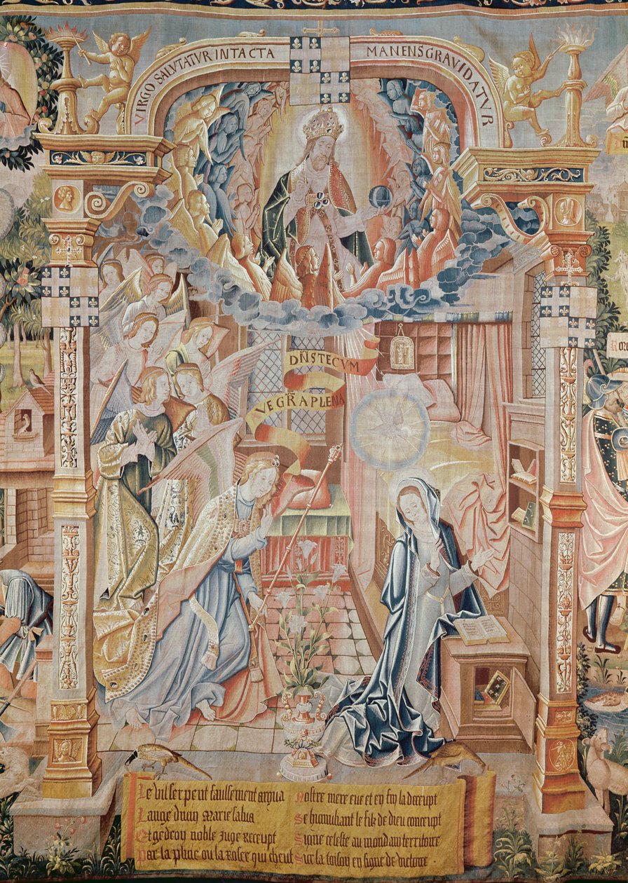 Anunciation, Scenes from the Life of the Virgin, Tapestry, 1530 (katso myös 61162 & 61164-6) tekijältä Unknown