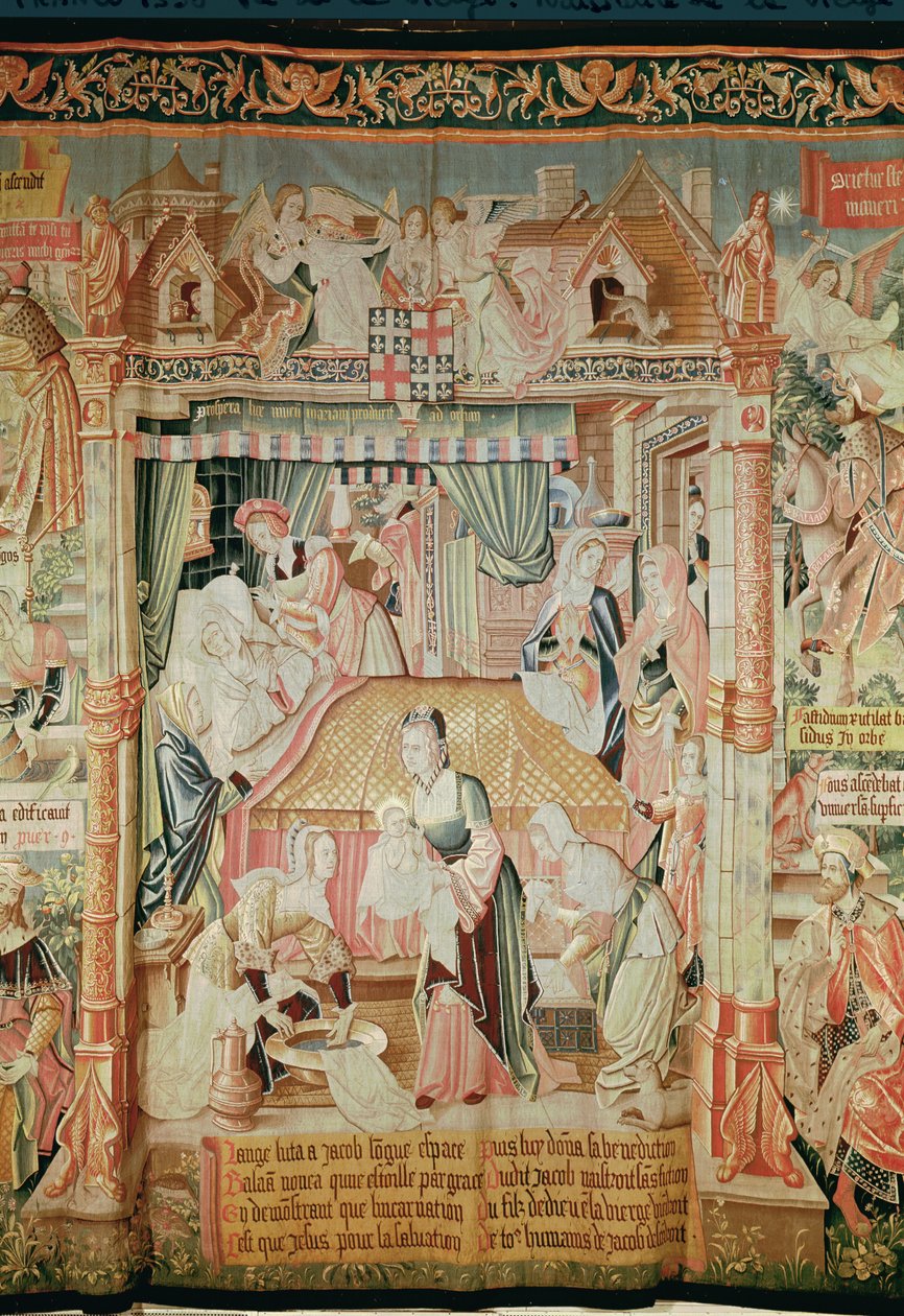 Neitsyen syntymä, kohtauksia neitsyen elämästä, keskuspaneeli, 1530 (katso myös 61162-3 ja 61165) tekijältä Unknown