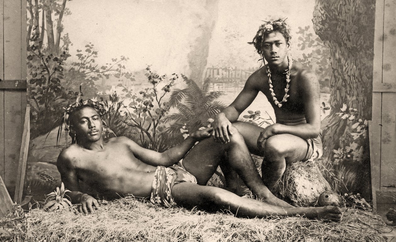 Kaksi miestanssijaa, Tahiti, 1887 tekijältä Unknown