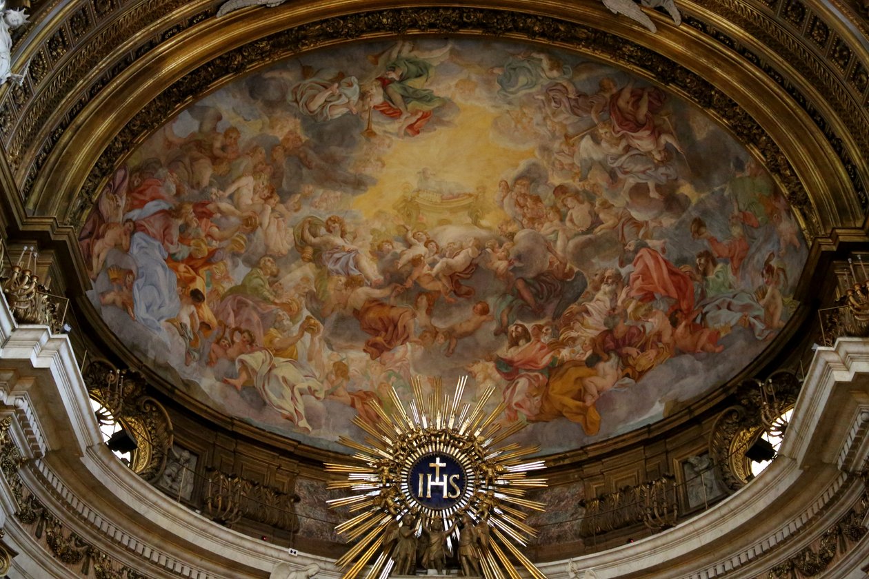 Näkymä apsisista, maalannut Giacomo Barozzi da Vignola, 1500-luku, Chiesa del Gesu, Rooma tekijältä Unknown