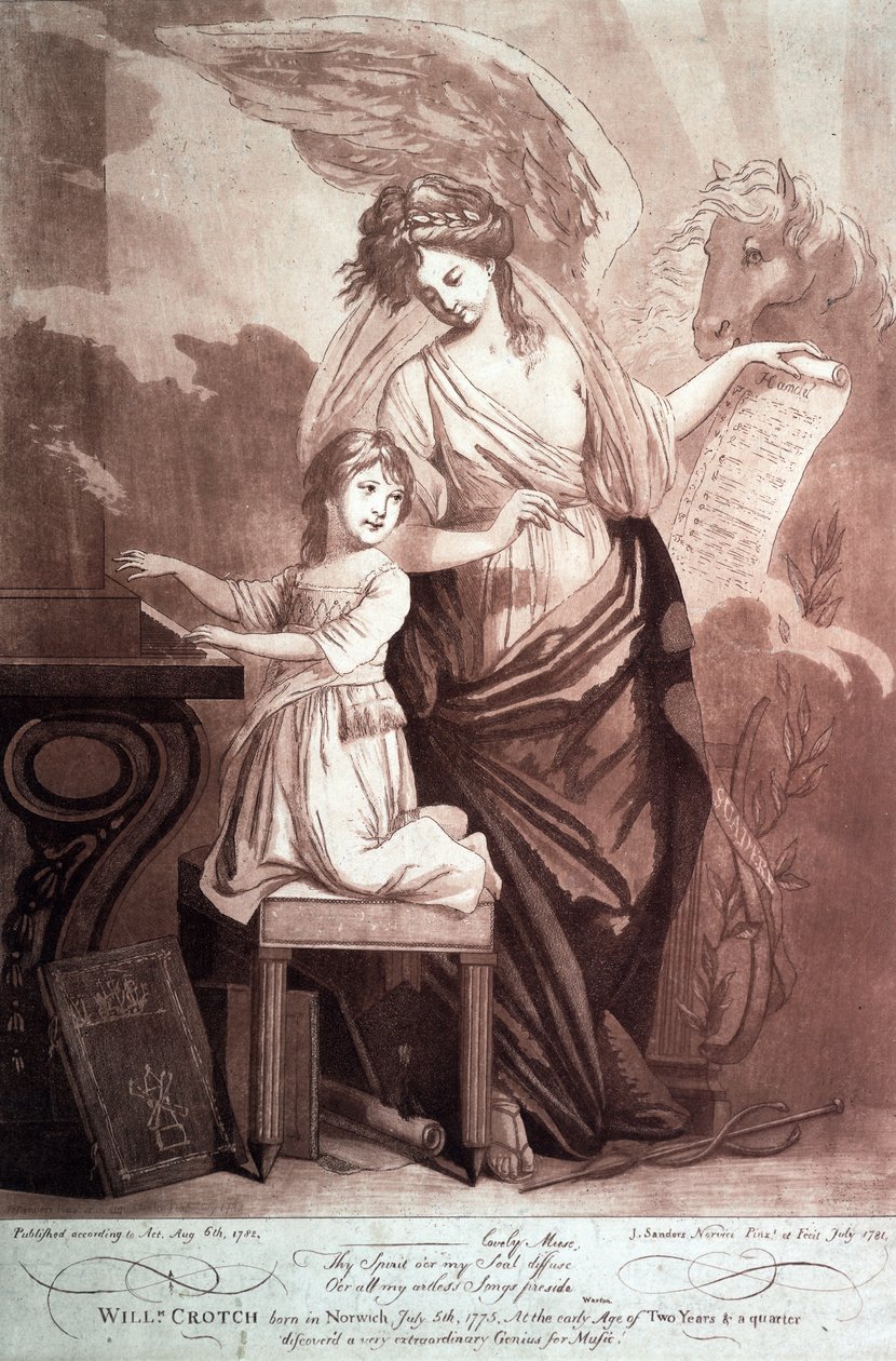 William Crotch Musen ja Pegasuksen kanssa. 1782. tekijältä Unknown