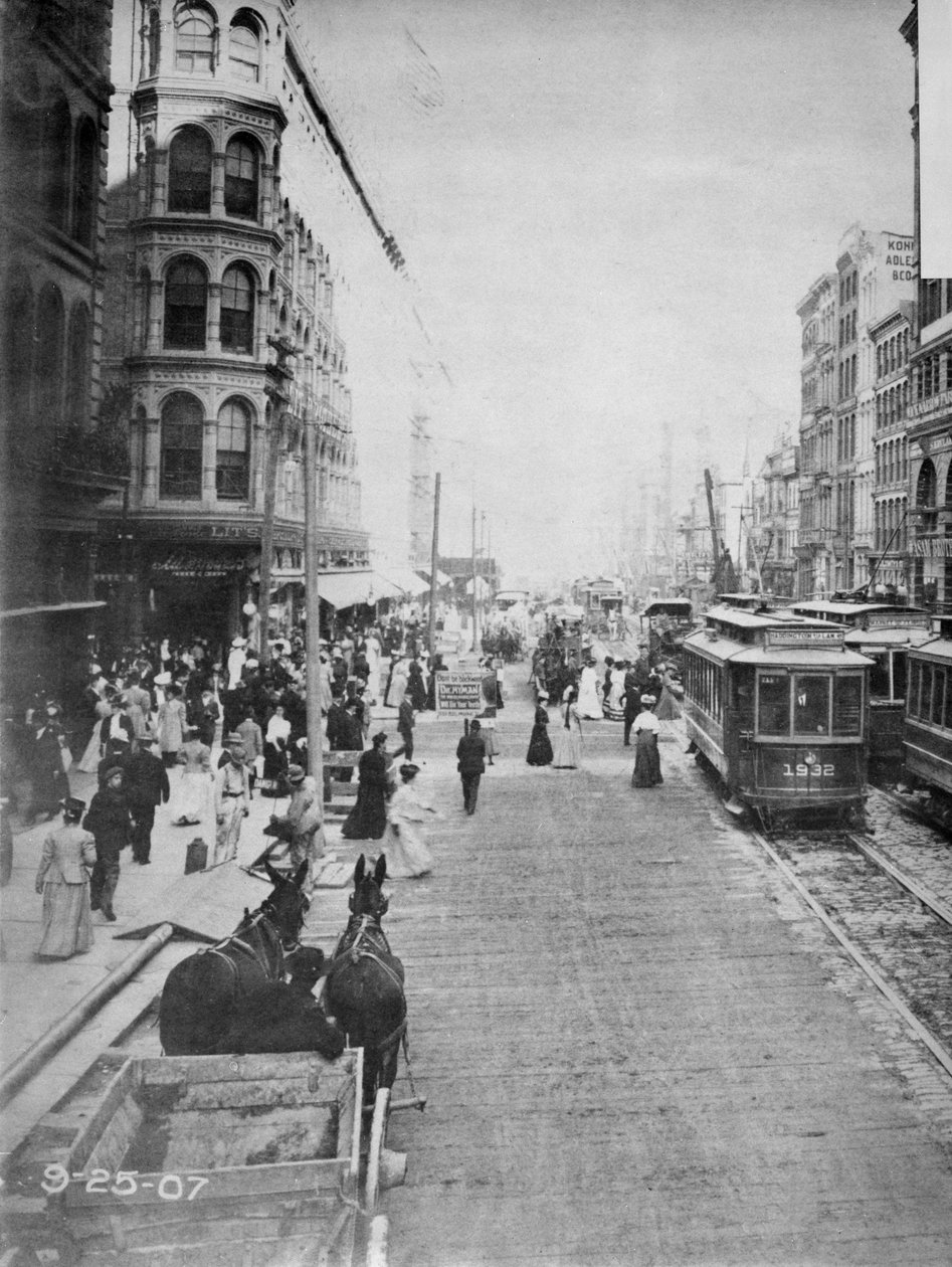 Market Street Katse itään 7th Streetiltä, Philadelphia, 1907 tekijältä American Photographer