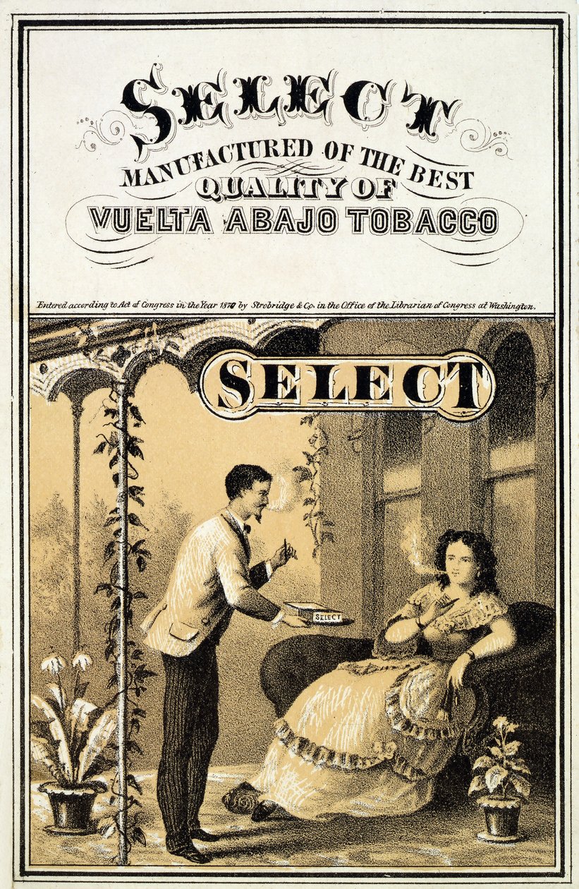 Mainos Back Down Tobacco, pub. 1870 tekijältä American School