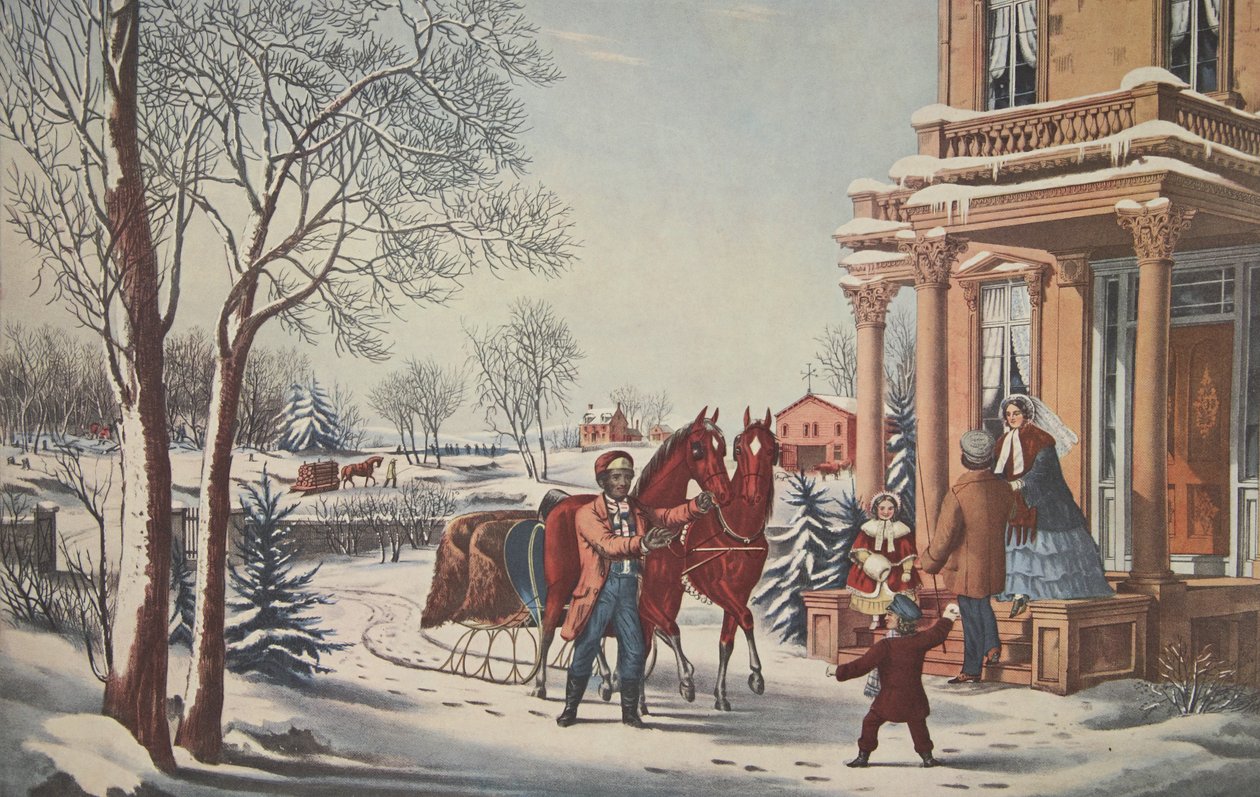American Country Life, Pleasures of Winter, julkaisu. 1855, Currier & Ives tekijältä American School