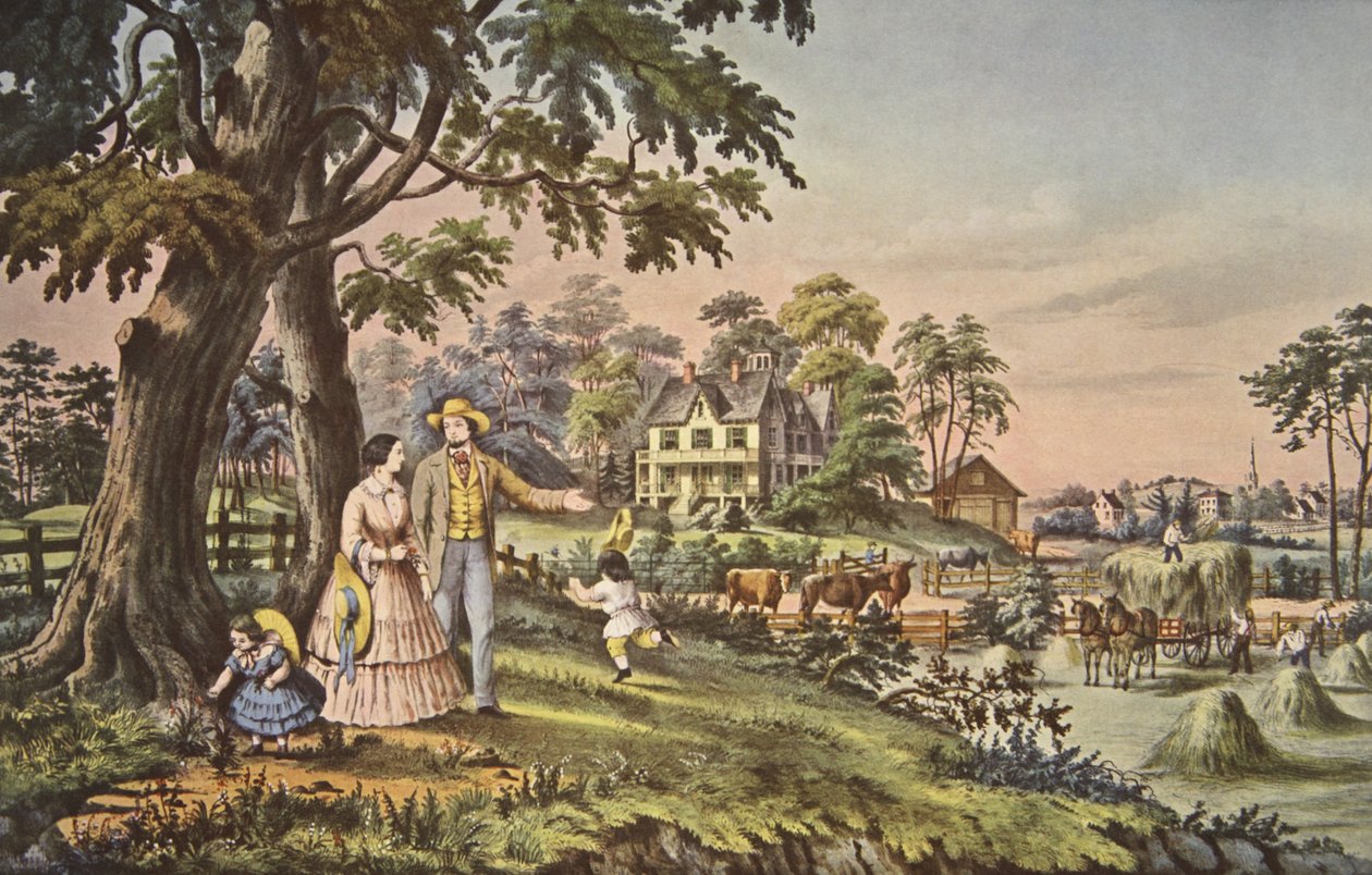 American Country Life, kesäilta, pubi. 1855, Currier & Ives tekijältä American School