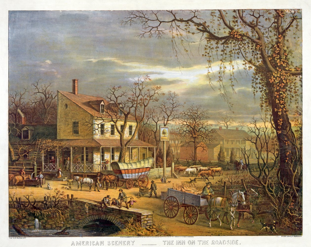 American Scenery - The Inn on the Roadside, pubi. 1872 tekijältä American School