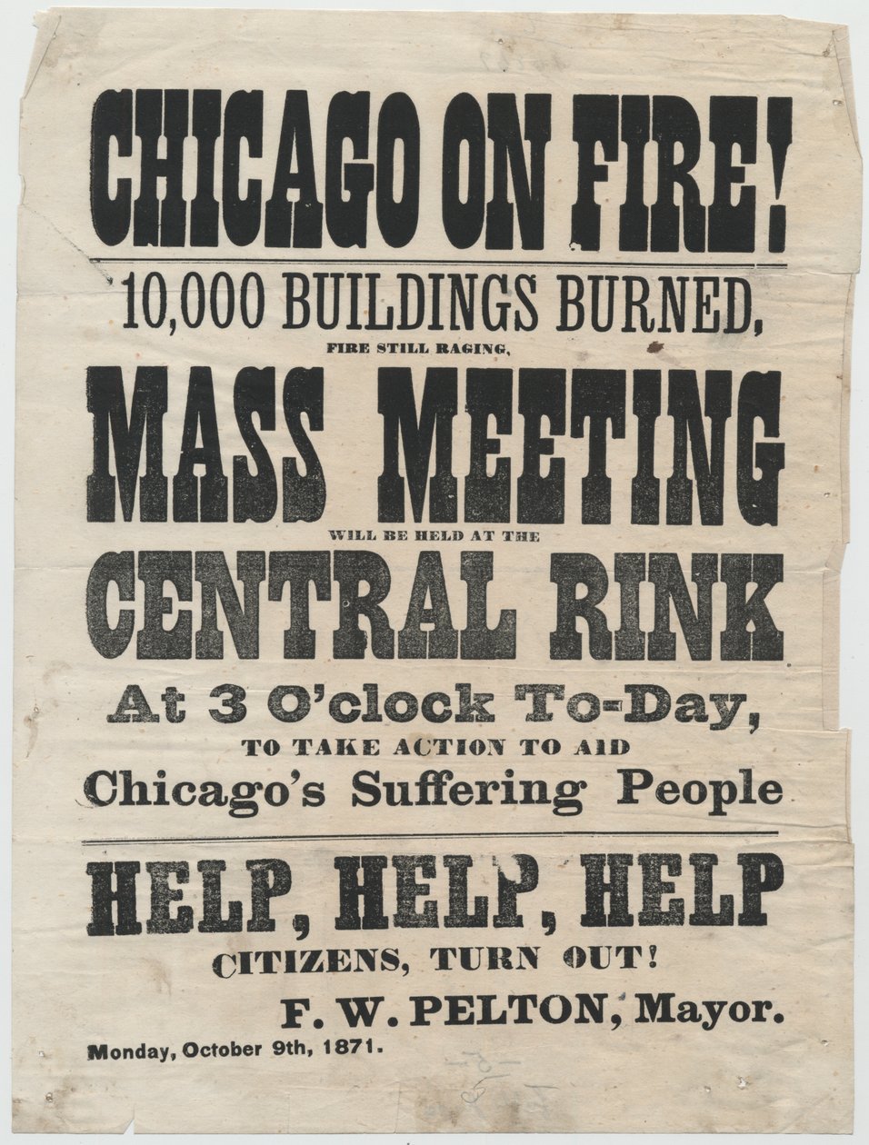Laajakaistainen mainosmielto Clevelandissa, Ohiossa, auttamaan Chicagon tulipalon uhreja 1871, 1871 tekijältä American School