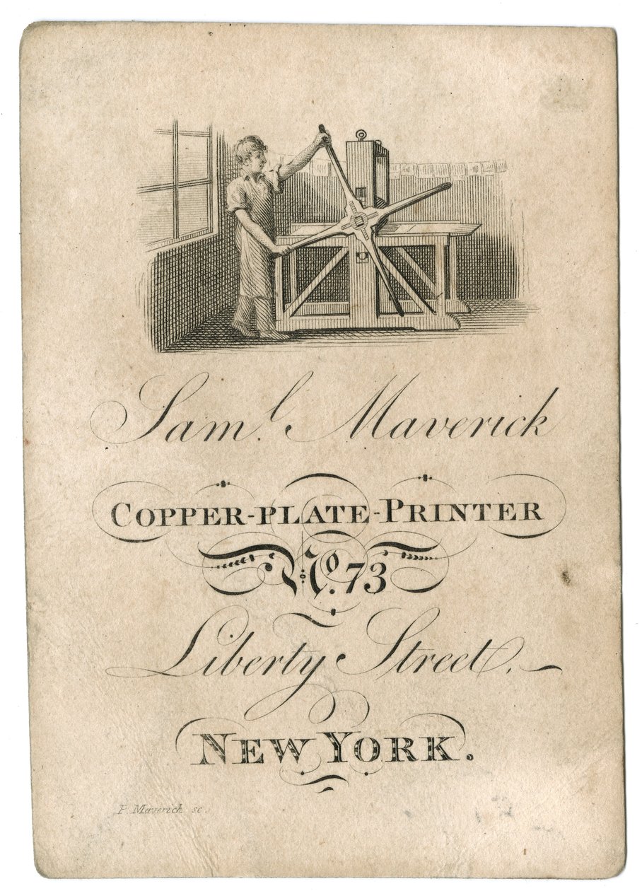 Samuel Maverickin käyntikortti, n. 1812-45 tekijältä American School