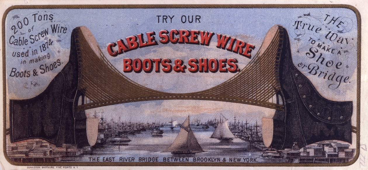 Cable Screw Wire Boots and Shoes, 1874-75 (värilitho [kauppakortti]) tekijältä American School