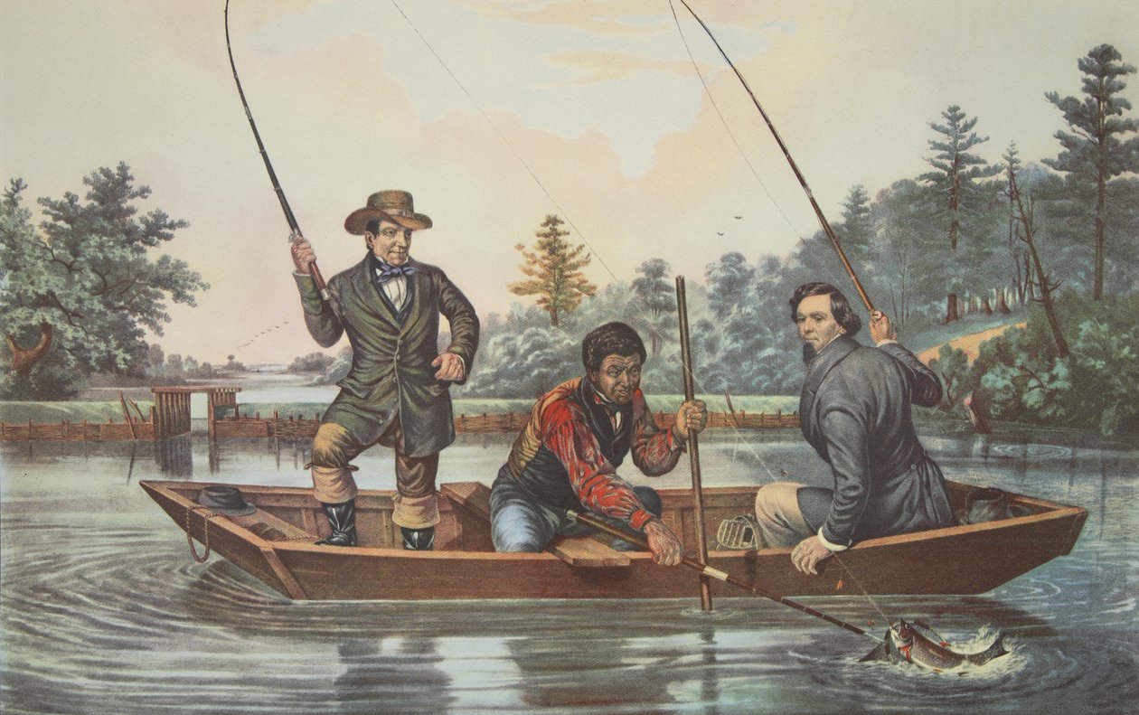 Catching A Trout, pub. 1854, Currier & Ives tekijältä American School