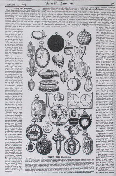 Curious Time Measurers, Scientific American, 15. tammikuuta 1881 tekijältä American School