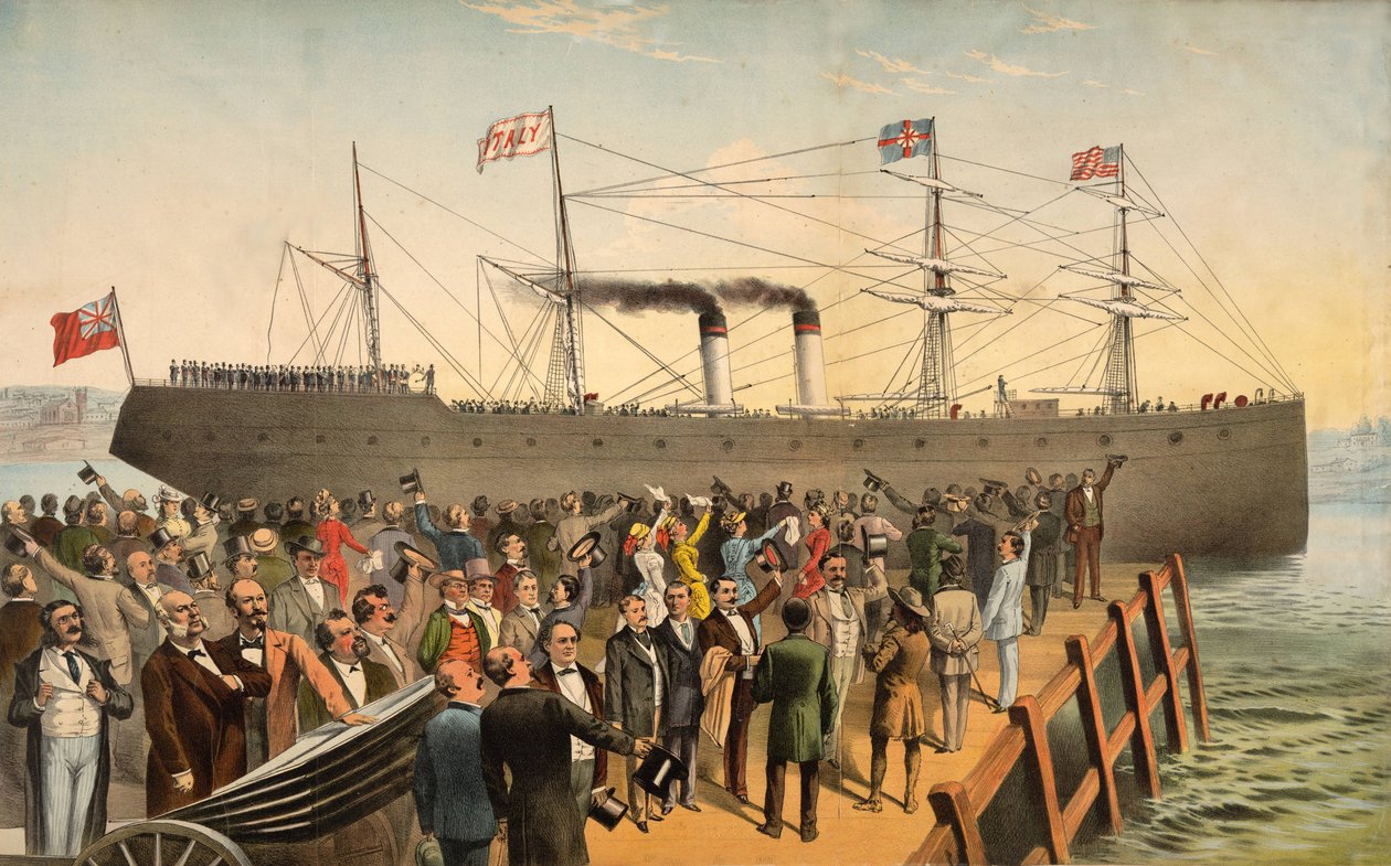 Steamship Italian lähtö, pub. 1875 tekijältä American School