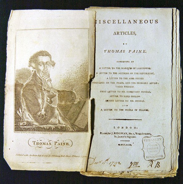 Thomas Painen Frontispiece to Miscellaneous artikkelit, julkaistu vuonna 1791 tekijältä American School
