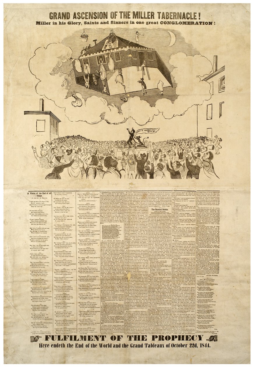 Millerin tabernaakkelin Grand Ascension, Broadside, joka kuvaa maailman loppua, 1844 tekijältä American School