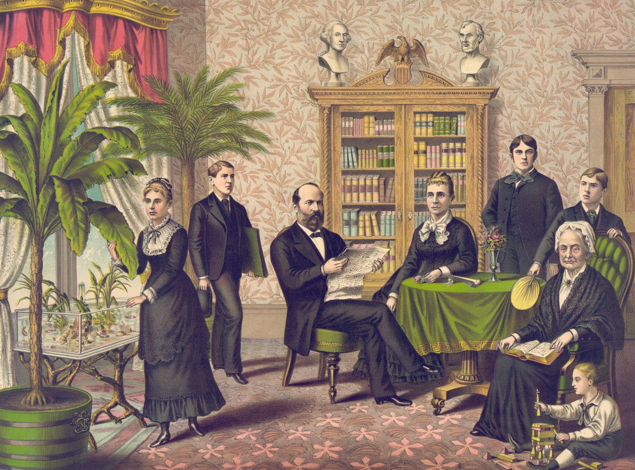 James Garfield ja hänen perheensä, pubi. Kurz & Allison, n. 1882 tekijältä American School
