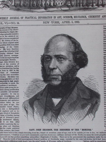 John Ericsson (1806-1862) teoksessa The Scientific American, 5. huhtikuuta 1862 tekijältä American School