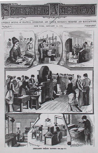 Lorillards Tobacco -tehdas, Scientific American, 11. tammikuuta 1879 tekijältä American School