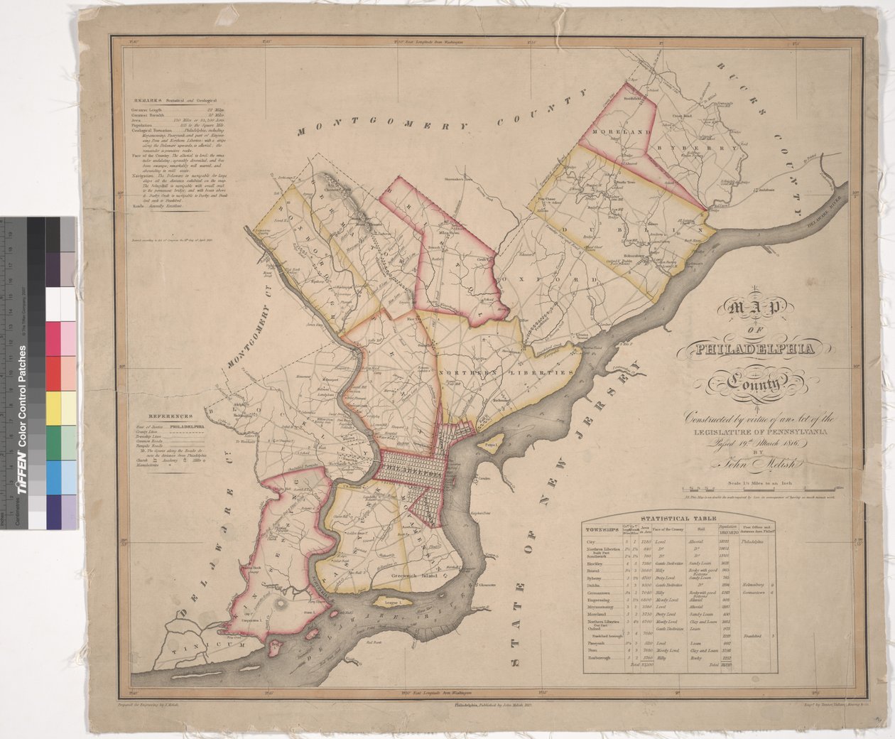 Philadelphian piirikunnan kartta, 1819 tekijältä American School