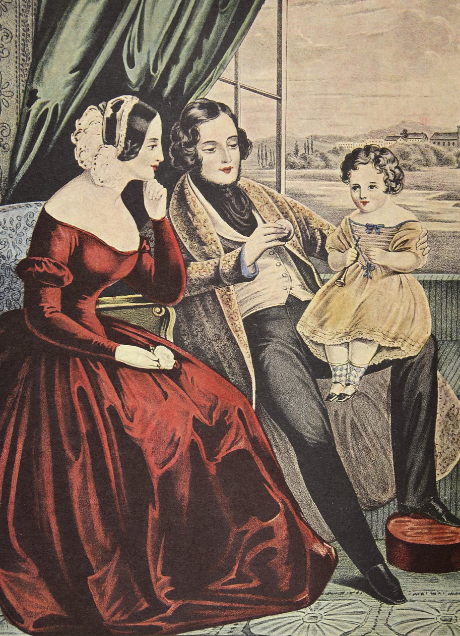 Naimisissa, Currier & Ives, pub. 1845, tekijältä American School