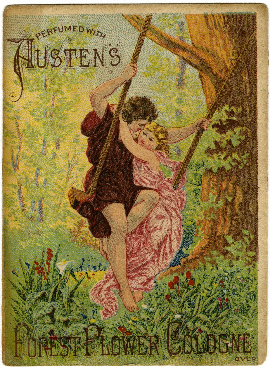 Hajustettu Austens Forest Flower Kölnillä; S.B, Cooper, huumekauppias? [kauppakortti recto] tekijältä American School