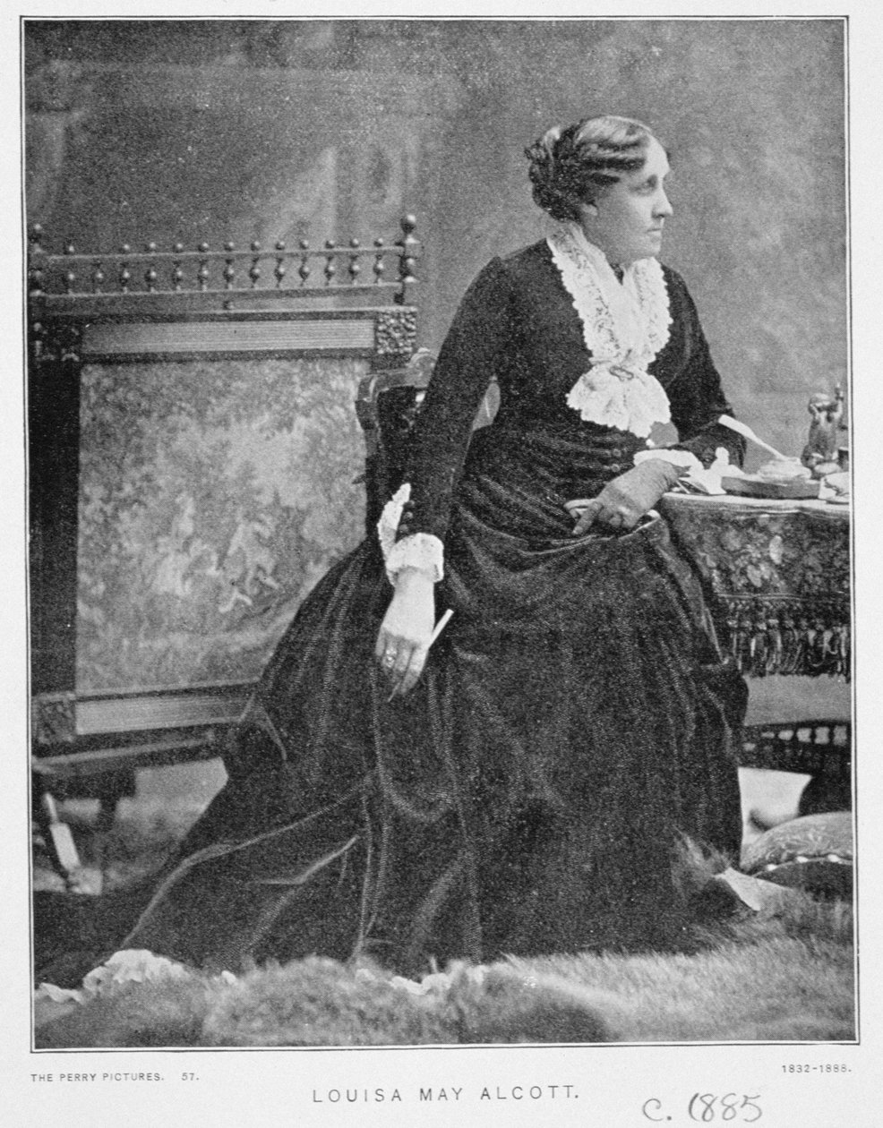 Louisa May Alcottin (1832-88) muotokuva n. 1885 tekijältä American School