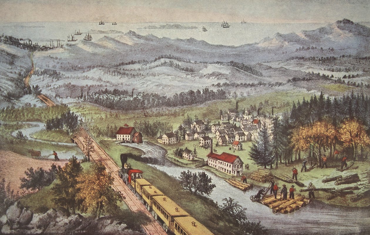 Railroad Through to Pacific, pubi. 1870, Currier & Ives tekijältä American School