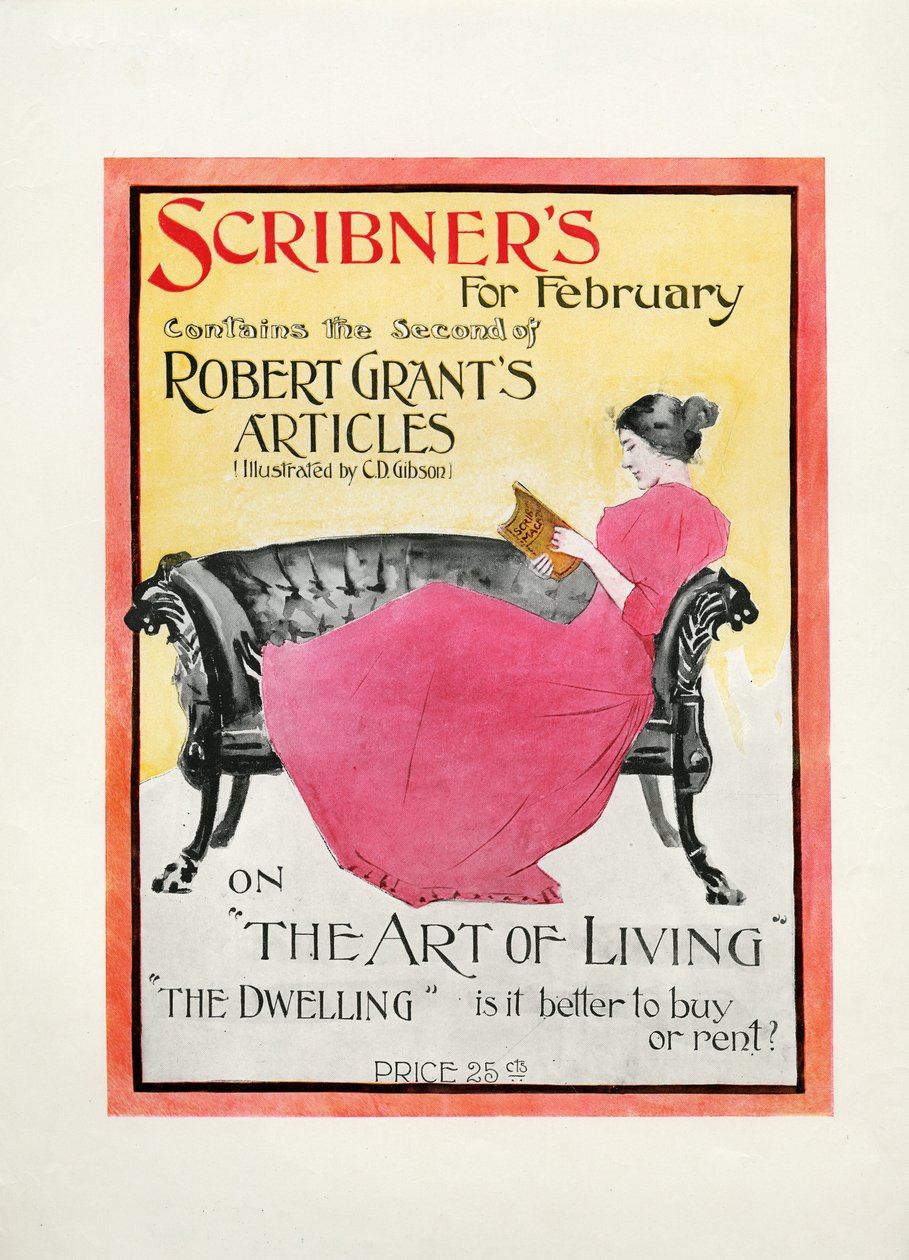 Scribners for Helmikuu 1895, sisältää toisen Robert Grantsin artikkelin, jonka on kuvannut C.D. Gibson artikkelista The Art of Living, The Dwelling: onko parempi ostaa vai vuokrata?, 1895 (tulostus) tekijältä American School