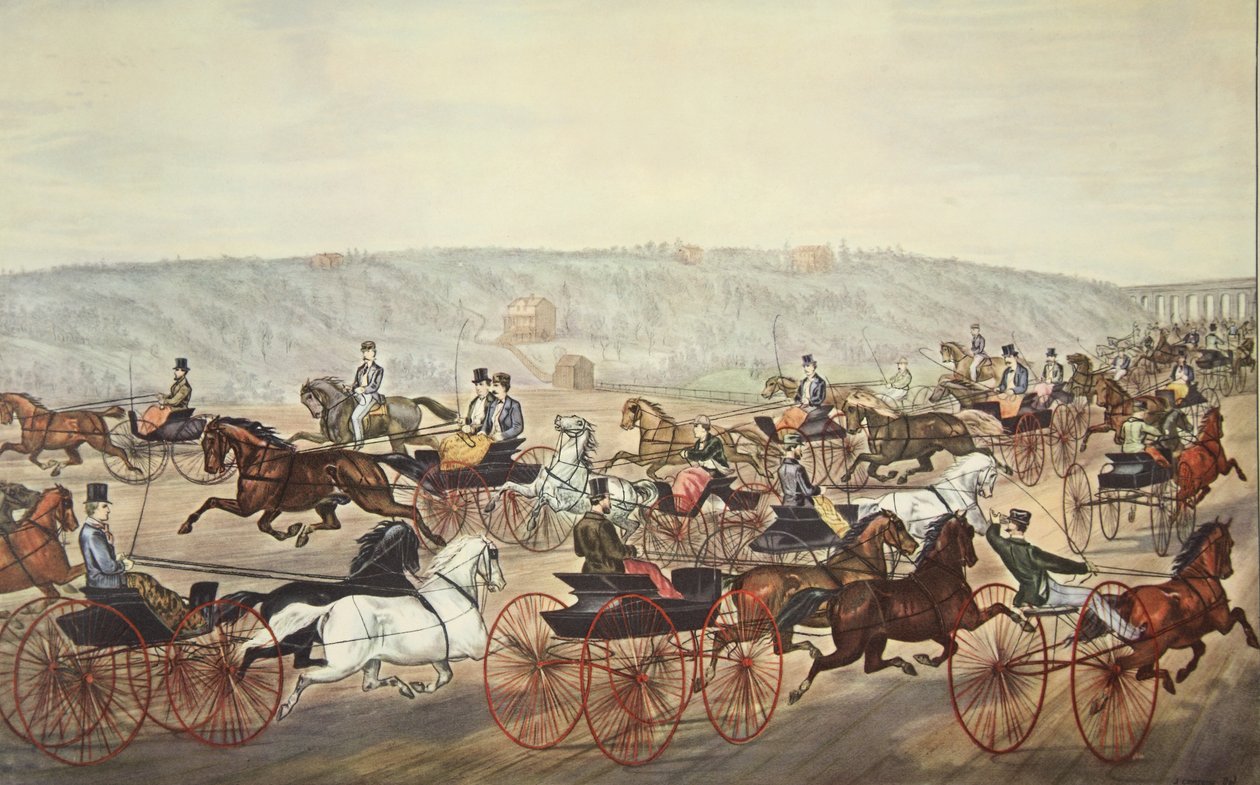 Ylinopeutta Avenuella, pubi. 1870, Currier & Ives tekijältä American School