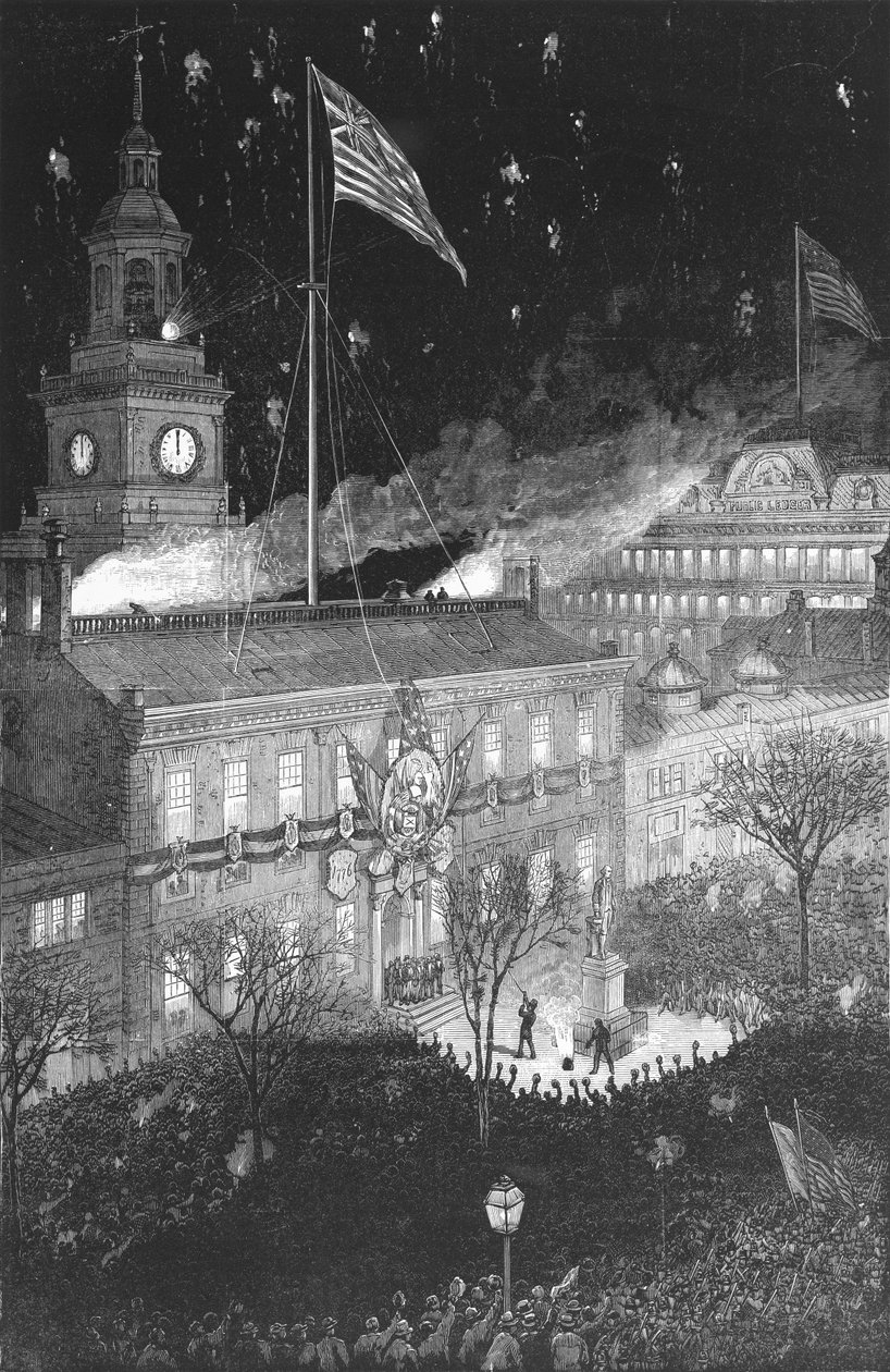 The Centennial Fourth Illumination of Independence Hall, 1876, Schell ja Hogan Harpers Weekly Magazinelle tekijältä American School