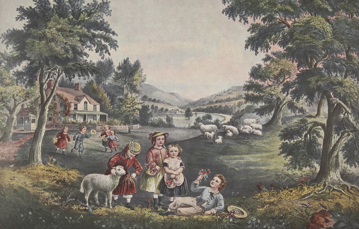 Elämän neljä vuodenaikaa - Lapsuus, pubi. 1868, The Season of Joy, Currier & Ives tekijältä American School