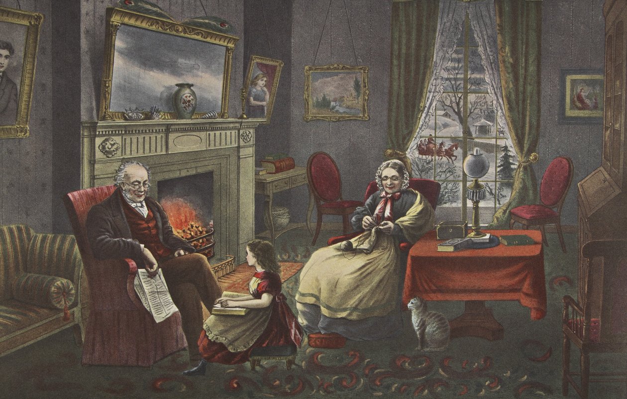 Elämän neljä vuodenaikaa - Vanhuus, Lepokausi, pubi. 1868, Currier & Ives tekijältä American School