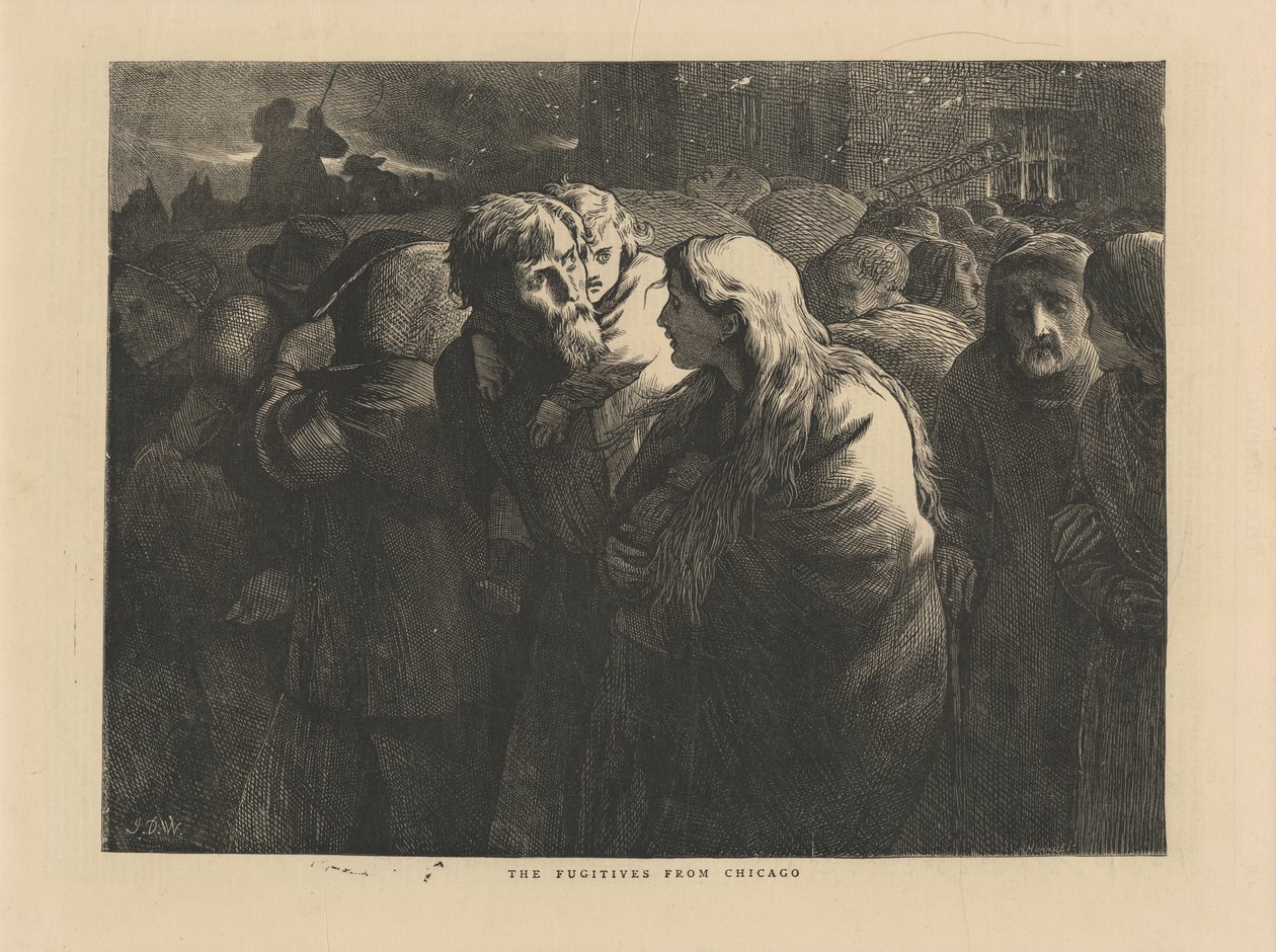 The Fugitives from Chicago, kuvitus Graphicista, 1871 tekijältä American School
