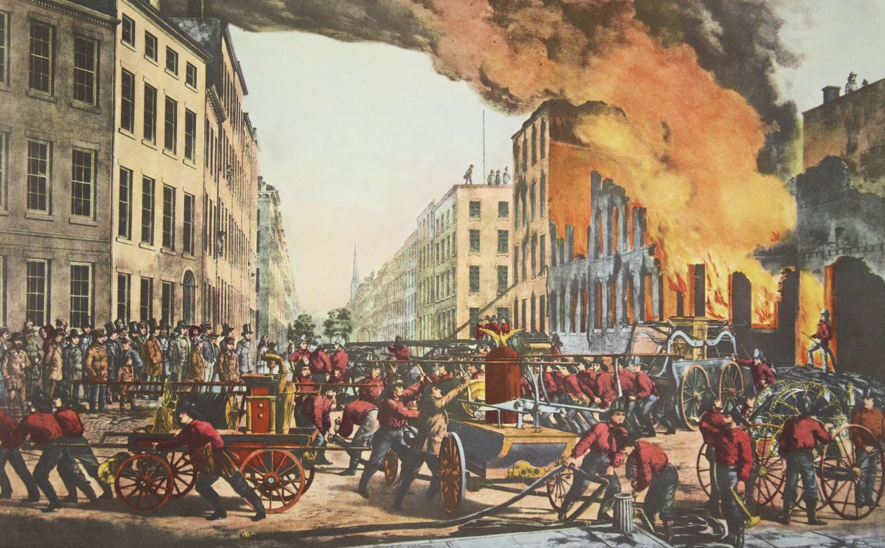 Palomiehen elämä - Rauniot, pubi. 1854 Currier & Ives tekijältä American School