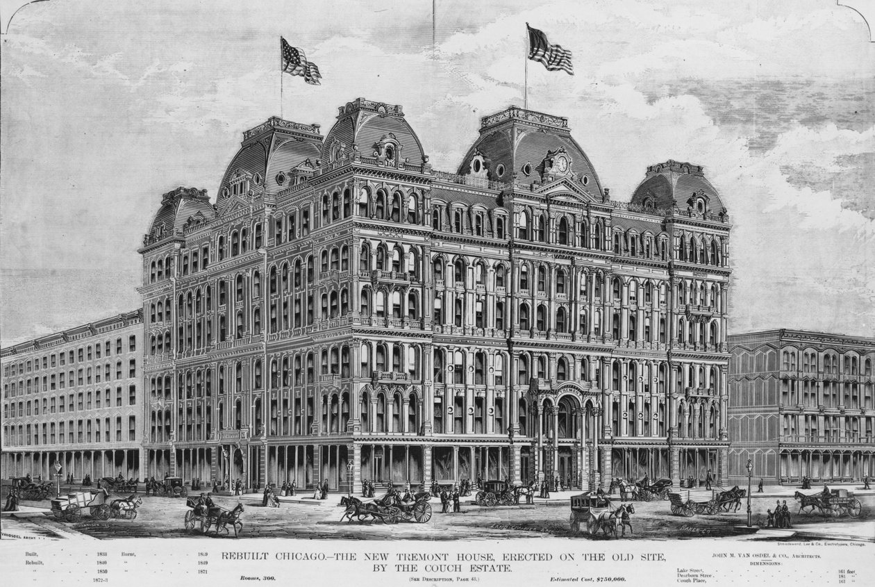The New Tremont House, kuvitus maanomistajalta, maaliskuu 1873 liite tekijältä American School