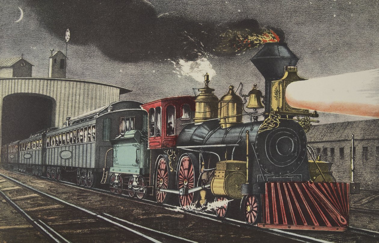 The Night Express: The Start, pub. 1871, Currier & Ives tekijältä American School