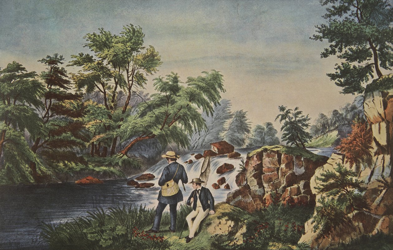 Trout Stream, Currier & Ives, pubi. 1852 tekijältä American School