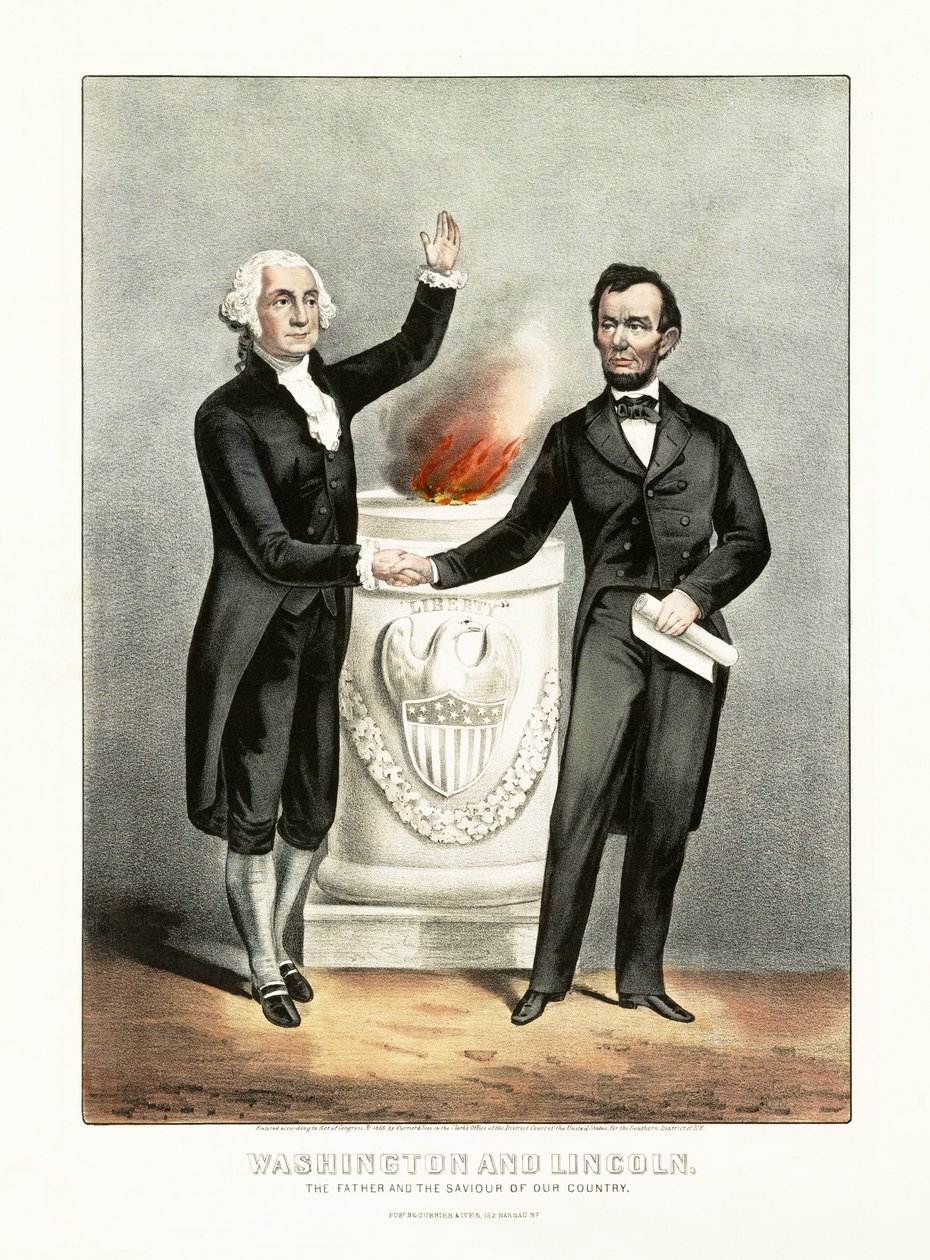 Washington ja Lincoln Isä ja maamme pelastaja, pub. 1865 tekijältä American School