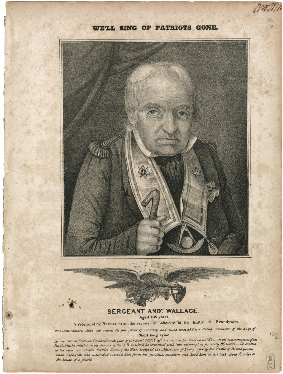 Well Sing of Patriots Gone, William Clifton [nuotin kansi], noin 1835 (litografia [nuotin kansi]) tekijältä American School