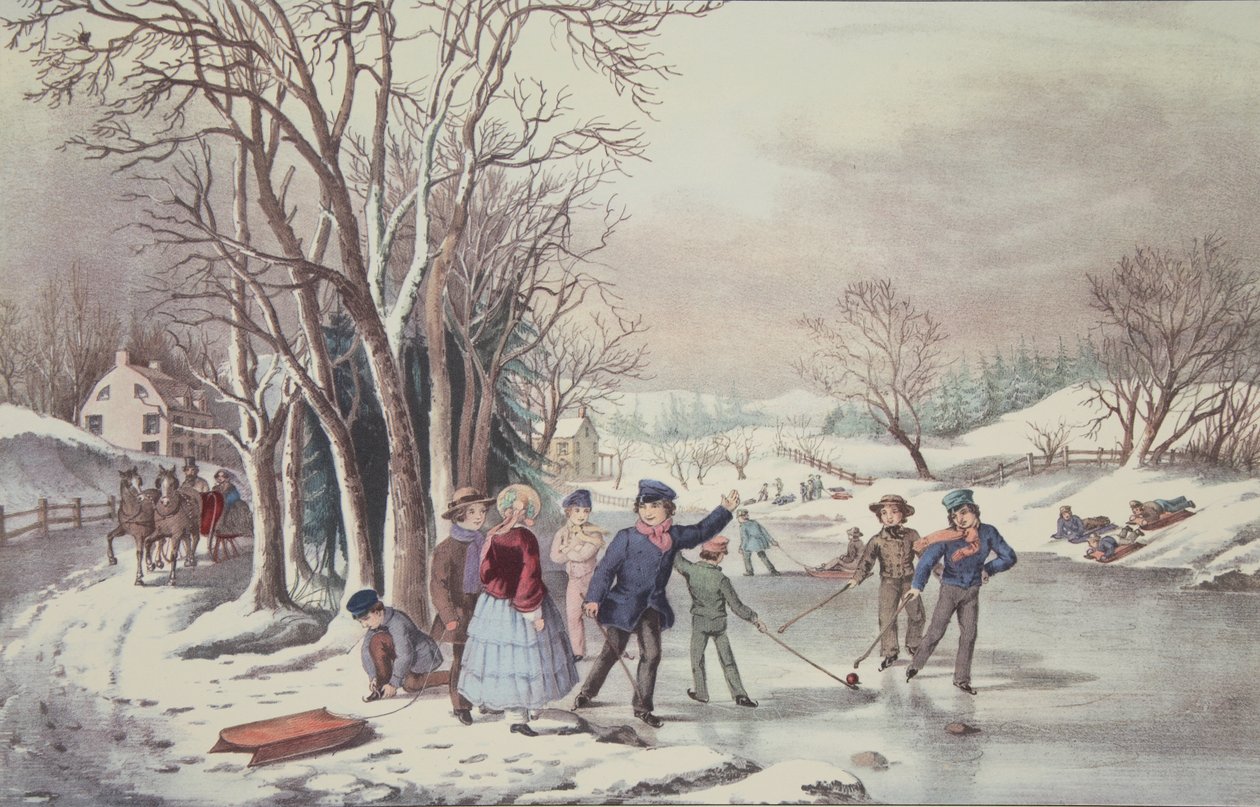 Talviharrastus, pubi. 1855, Currier & Ives tekijältä American School
